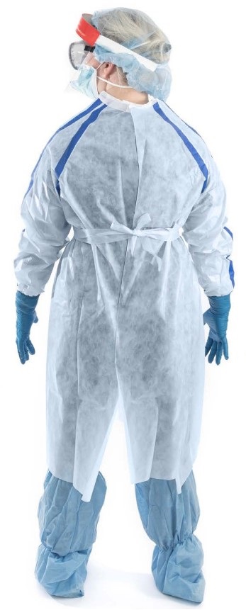 Gown Chemo Polycoated Procedure ChemoPlus™ Adult Large Blue NonSterile ASTM F739-12 Knit Cuffs Long Sleeves Non-Sterile Impervious Disposable Adult (22/CS) by Cardinal  ID CT5503T